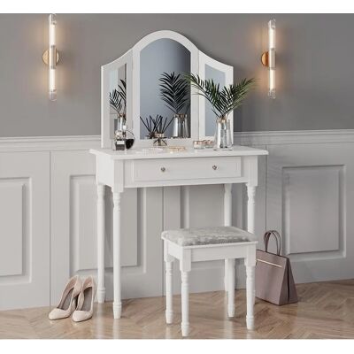 Vicco Kate Schminktisch - Weiß, LED Beleuchtung, Elegant Vicco Kate Schminktisch - Weiß, LED Beleuchtung, Elegant