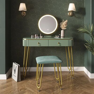 Vicco - Coiffeuse Grace Vert Clair avec Tabouret et Miroir LED - Publicité Vicco - Coiffeuse Grace Vert Clair avec Tabouret et Miroir LED - Publicité