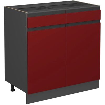 Vicco Base de Cuisine Modulaire Anthracite/Rouge - 80cm Forme J - Publicité Vicco Base de Cuisine Modulaire Anthracite/Rouge - 80cm Forme J - Publicité