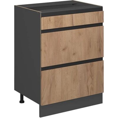 Meuble de cuisine de base en forme de J en chêne doré Vicco - 60cm - Publicité Meuble de cuisine de base en forme de J en chêne doré Vicco - 60cm - Publicité