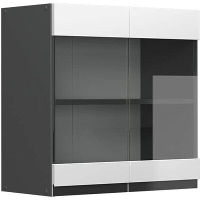Armoire Élevée en Verre Blanc Vicco - Cuisine - Publicité Armoire Élevée en Verre Blanc Vicco - Cuisine - Publicité