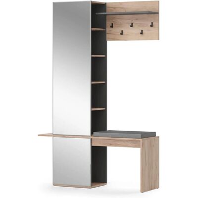 Vicco - Porte-manteaux Adeline - Grand miroir, étagères réglables - Garde-robe - Publicité Vicco - Porte-manteaux Adeline - Grand miroir, étagères réglables - Garde-robe - Publicité
