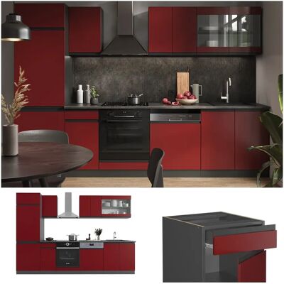 Vicco - Cocina modular R-Line - 300cm - Rojo/antracita - Mueble de cocina Vicco - Cocina modular R-Line - 300cm - Rojo/antracita - Mueble de cocina