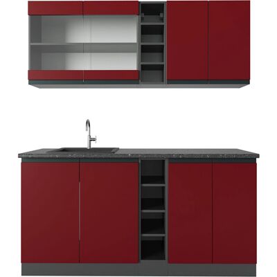 Gabinete de Cocina Vicco R-Line - 160cm - Rojo/Antracita Gabinete de Cocina Vicco R-Line - 160cm - Rojo/Antracita