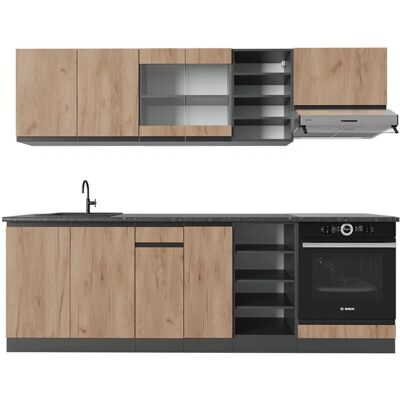 Vicco - Mueble de cocina R-Line - Oro power roble/antracita - 240cm Vicco - Mueble de cocina R-Line - Oro power roble/antracita - 240cm