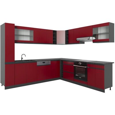 Vicco - Cuisine d'angle R-Line, Rouge, 257x60 cm - Meuble d'angle - Publicité Vicco - Cuisine d'angle R-Line, Rouge, 257x60 cm - Meuble d'angle - Publicité