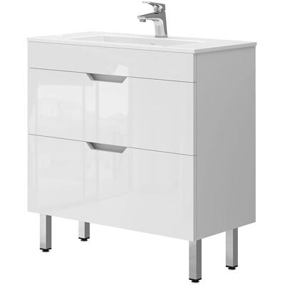 Conjunto de muebles de baño Vicco Clayton - Blanco Alto Brillo - 2 piezas Conjunto de muebles de baño Vicco Clayton - Blanco Alto Brillo - 2 piezas