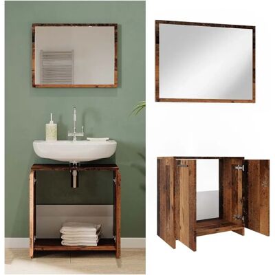 Conjunto de Muebles de Baño Vicco Kiko - Roble Rústico - 2 Piezas Conjunto de Muebles de Baño Vicco Kiko - Roble Rústico - 2 Piezas
