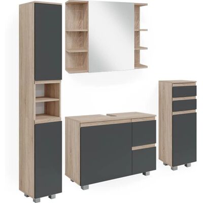 Conjunto de Muebles de Baño Vicco - Sonoma/Blanco - 4 Piezas Conjunto de Muebles de Baño Vicco - Sonoma/Blanco - 4 Piezas