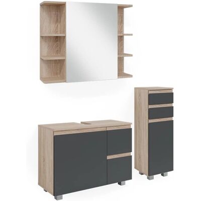 Conjunto de armarios de baño Vicco J-Shape Sonoma - 3 piezas Conjunto de armarios de baño Vicco J-Shape Sonoma - 3 piezas