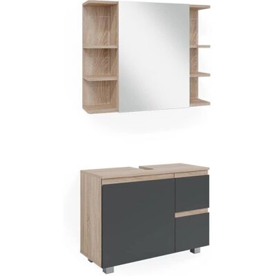 Conjunto de muebles de baño Vicco J-Shape - Moderno, Sin manillas Conjunto de muebles de baño Vicco J-Shape - Moderno, Sin manillas