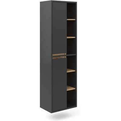Armario de baño Vicco Viola - Roble artesanal, 50x170 cm, con puertas y compartimentos abiertos Armario de baño Vicco Viola - Roble artesanal, 50x170 cm, con puertas y compartimentos abiertos