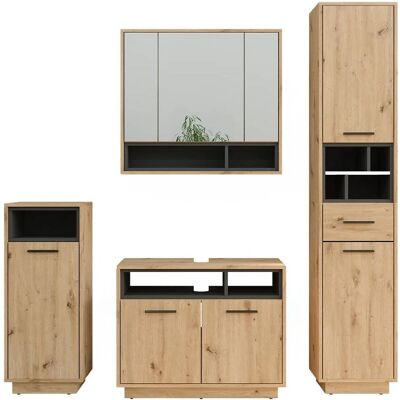 Conjunto de muebles de baño Vicco Beatrice - Roble artesanal - 4 piezas Conjunto de muebles de baño Vicco Beatrice - Roble artesanal - 4 piezas