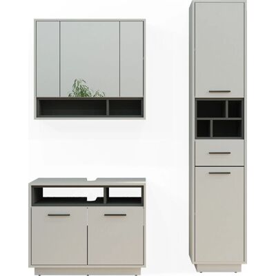 Vicco Beatrice - Conjunto de baño de 3 piezas - Gris/Antracita Vicco Beatrice - Conjunto de baño de 3 piezas - Gris/Antracita