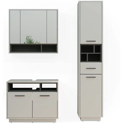 Vicco Beatrice - Badezimmer-Set, 3-teilig, Grau/Anthrazit Vicco Beatrice - Badezimmer-Set, 3-teilig, Grau/Anthrazit