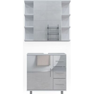 Conjunto de Muebles de Baño Vicco - Blanco Brillo Alto 2 Piezas Conjunto de Muebles de Baño Vicco - Blanco Brillo Alto 2 Piezas