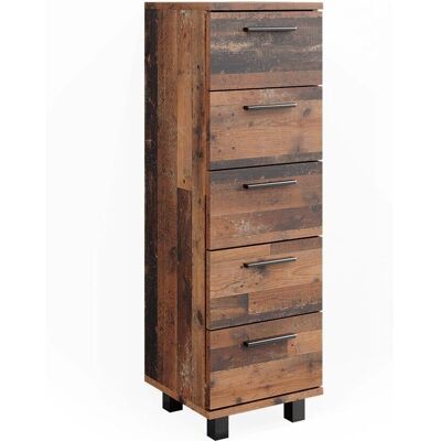 Armoire de salle de bain Vicco Ilias Chêne rustique - 30x95cm 5 tiroirs - Publicité Armoire de salle de bain Vicco Ilias Chêne rustique - 30x95cm 5 tiroirs - Publicité