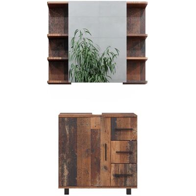 Conjunto de muebles de baño Vicco Ilias - Roble rústico - 2 piezas Conjunto de muebles de baño Vicco Ilias - Roble rústico - 2 piezas