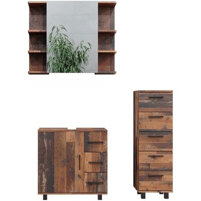 Conjunto de muebles de baño Vicco Ilias - Roble rústico - 3 piezas Conjunto de muebles de baño Vicco Ilias - Roble rústico - 3 piezas