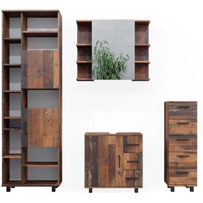 Conjunto de muebles de baño de roble rústico Vicco Ilias - Juego de baño Conjunto de muebles de baño de roble rústico Vicco Ilias - Juego de baño