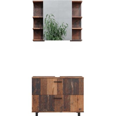 Conjunto de Muebles de Baño Vicco Ilias - Roble Rústico 2 Piezas Conjunto de Muebles de Baño Vicco Ilias - Roble Rústico 2 Piezas