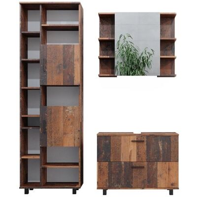 Conjunto de Muebles de Baño Vicco Ilias - Roble Rústico - 3 Piezas Conjunto de Muebles de Baño Vicco Ilias - Roble Rústico - 3 Piezas