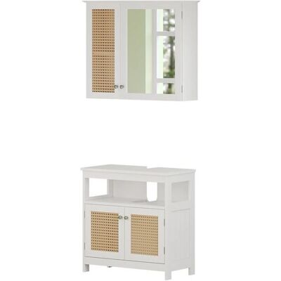Conjunto de muebles de baño Vicco - Blanco - 2 piezas - Diseño elegante Conjunto de muebles de baño Vicco - Blanco - 2 piezas - Diseño elegante