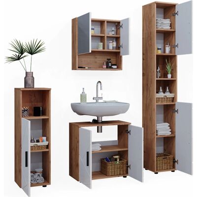 Conjunto de muebles de baño Vicco Irma - 4 piezas, armario alto, diseño moderno Conjunto de muebles de baño Vicco Irma - 4 piezas, armario alto, diseño moderno