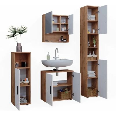 Vicco Irma Badezimmermöbel-Set - 4 Teile, Hochschrank, Modernes Design Vicco Irma Badezimmermöbel-Set - 4 Teile, Hochschrank, Modernes Design