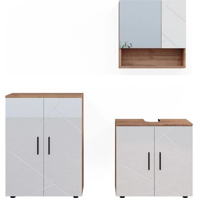 Conjunto de muebles de baño Vicco - Irma, Blanco & Roble, 3 piezas Conjunto de muebles de baño Vicco - Irma, Blanco & Roble, 3 piezas