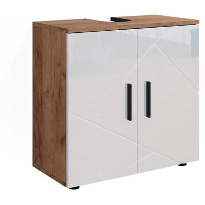 Armoire de salle de bain Vicco Irma - Étagères réglables, Blanc & Chêne doré, 60x59cm - Publicité Armoire de salle de bain Vicco Irma - Étagères réglables, Blanc & Chêne doré, 60x59cm - Publicité