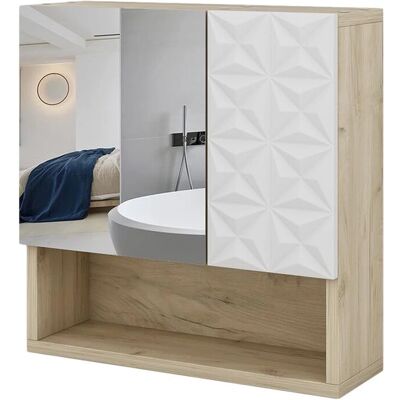 Armario espejo de baño Vicco Edge - Blanco/Roble - 54x55 cm Armario espejo de baño Vicco Edge - Blanco/Roble - 54x55 cm