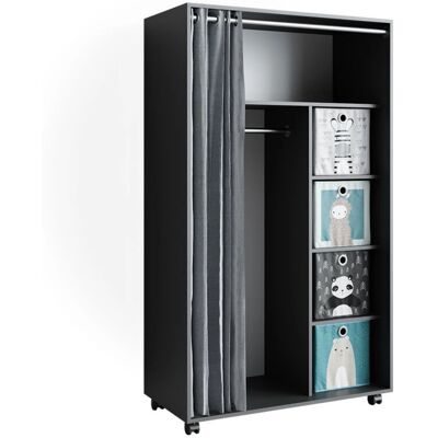 Vicco Kleiderschrank - 100x168cm, Grau, Mobil, mit Rollen Vicco Kleiderschrank - 100x168cm, Grau, Mobil, mit Rollen