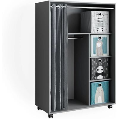 Armario de ropa Vicco - Gris, 100x146.6 cm, con cajas plegables Armario de ropa Vicco - Gris, 100x146.6 cm, con cajas plegables