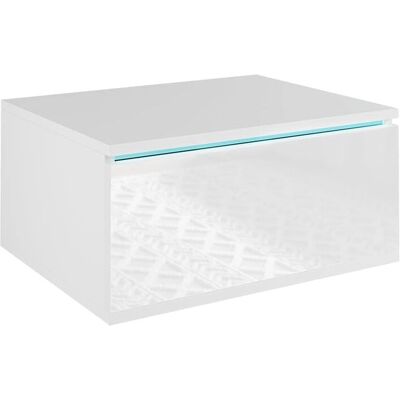 Vicco Mesilla de noche Samira - Blanco, 49x23 cm con LED Vicco Mesilla de noche Samira - Blanco, 49x23 cm con LED