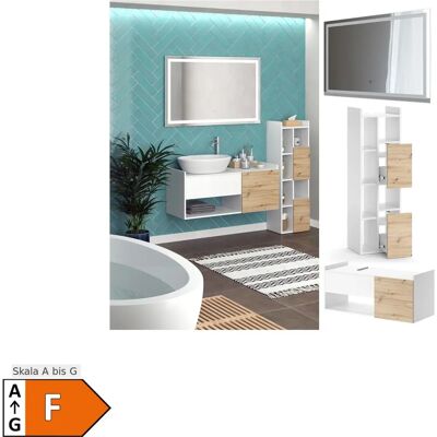 Conjunto de baño Vicco Alf - Muebles blancos modernos, 3 piezas Conjunto de baño Vicco Alf - Muebles blancos modernos, 3 piezas
