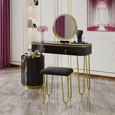 Mesita de maquillaje Vicco Charlène Negro con espejo LED Mesita de maquillaje Vicco Charlène Negro con espejo LED