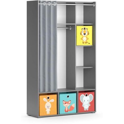 Armario infantil Vicco Luigi - Almacenamiento ajustable y 4 cajas plegables Armario infantil Vicco Luigi - Almacenamiento ajustable y 4 cajas plegables