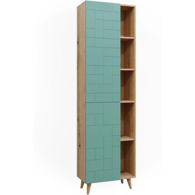 Armario de baño Vicco Rudi - Verde menta, 56x193cm, con compartimentos abiertos Armario de baño Vicco Rudi - Verde menta, 56x193cm, con compartimentos abiertos