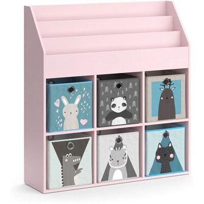 Estantería infantil Rosa Luigi con 6 cajas plegables Estantería infantil Rosa Luigi con 6 cajas plegables