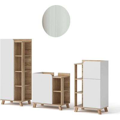 Conjunto de muebles de baño Vicco - Karen Sonoma/Blanco - 4 piezas Conjunto de muebles de baño Vicco - Karen Sonoma/Blanco - 4 piezas