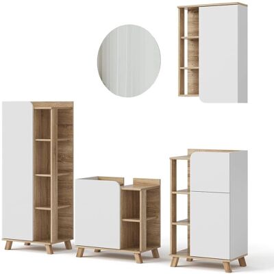 Conjunto de muebles de baño Vicco Karen Sonoma/Blanco - Juego de muebles de baño Conjunto de muebles de baño Vicco Karen Sonoma/Blanco - Juego de muebles de baño
