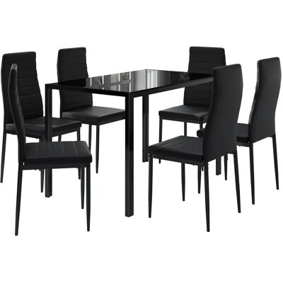 Conjunto de comedor Vicco Grand - Negro - 120x75cm - 6 sillas Conjunto de comedor Vicco Grand - Negro - 120x75cm - 6 sillas