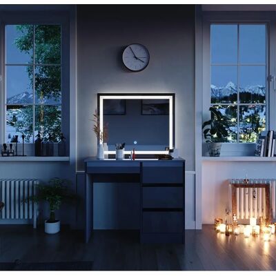 Penteadeira Vicco Sherry Antracita de Alto Brillo con Espejo LED Penteadeira Vicco Sherry Antracita de Alto Brillo con Espejo LED
