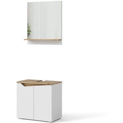 Conjunto de muebles de baño Vicco Marelle - Blanco / Roble artesanal - 2 piezas Conjunto de muebles de baño Vicco Marelle - Blanco / Roble artesanal - 2 piezas