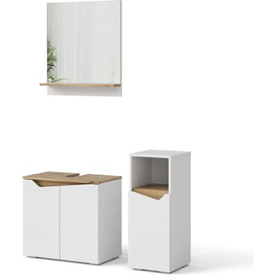 Conjunto de muebles de baño Vicco Marelle Blanco/Roble artesanal - Conjunto de muebles de baño Conjunto de muebles de baño Vicco Marelle Blanco/Roble artesanal - Conjunto de muebles de baño
