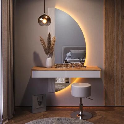 Vicco Melisa Table de Maquillage Blanche avec LED et Tabouret - Publicité Vicco Melisa Table de Maquillage Blanche avec LED et Tabouret - Publicité