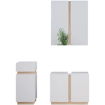 Conjunto de muebles de baño Vicco Gloria - Blanco/Sonoma - 3 piezas Conjunto de muebles de baño Vicco Gloria - Blanco/Sonoma - 3 piezas
