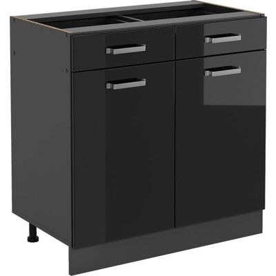 Vicco Modèle R-Line Meuble Bas de Cuisine - Réglable, Noir Brillant - Publicité Vicco Modèle R-Line Meuble Bas de Cuisine - Réglable, Noir Brillant - Publicité