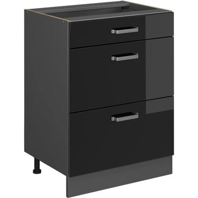 Vicco Armoire de cuisine R-Line - 60cm - Brillant noir - Publicité Vicco Armoire de cuisine R-Line - 60cm - Brillant noir - Publicité